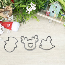 Încărcați o imagine în vizualizatorul galeriei: Hóember Hintaló Szarvas - Karácsonyi kis Linzer Kiszúró Szett (4db - os) - Süthet3d
