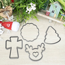 Încărcați o imagine în vizualizatorul galeriei: Kereszt Karácsonyfa Szarvas - Karácsonyi Linzer Kiszúró Szett (6db - os) - Süthet3d