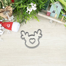 Încărcați o imagine în vizualizatorul galeriei: Szarvas Karácsonyi Linzer Kiszúró Szivecske orral Szett - Süthet3d