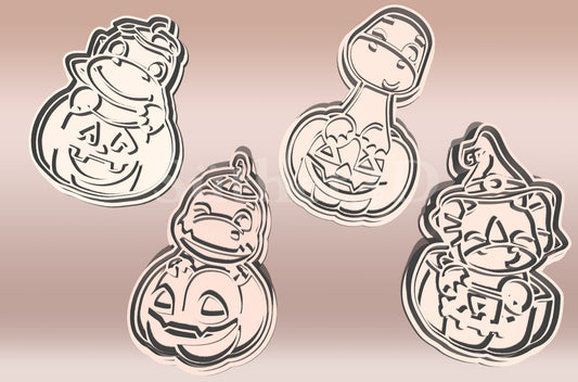 Tökben Ülő Dínók Szett (4 részes) Halloween Sütikiszúró - Süthet3d