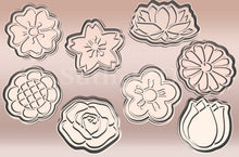 Kép betöltése a galériamegjelenítőbe: Virág Szett 8db Sütikiszúró - Tavaszi - Süthet3d