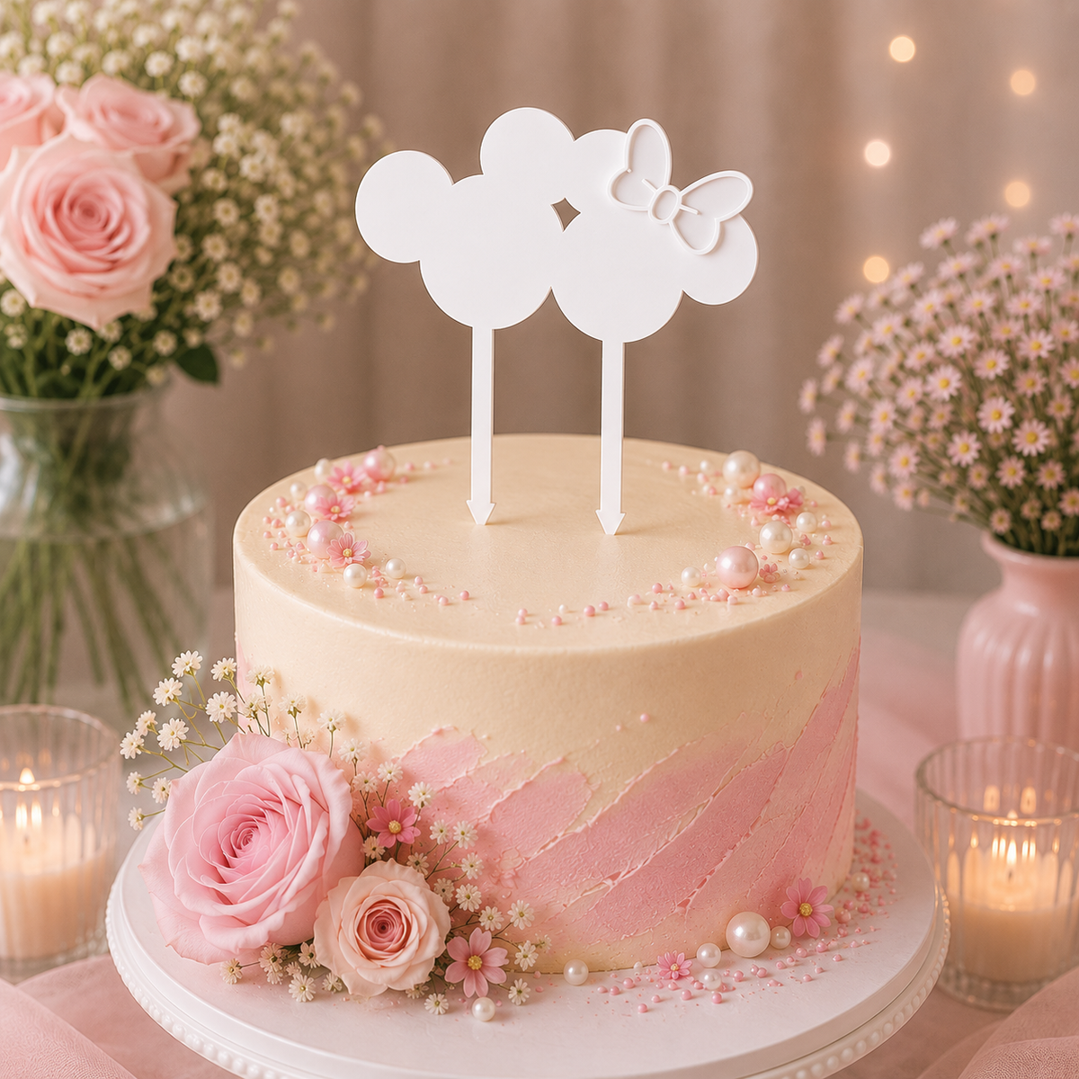 Cutter pentru prăjituri Mickey și Minnie / Decorator de cupcake