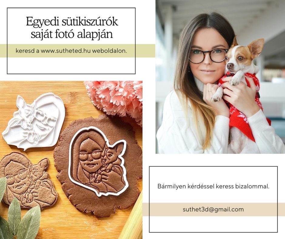 Egyedi Sütikiszúró Saját Fénykép Alapján 1 Emberről+ 1 Kiskedvencről - Süthet3d