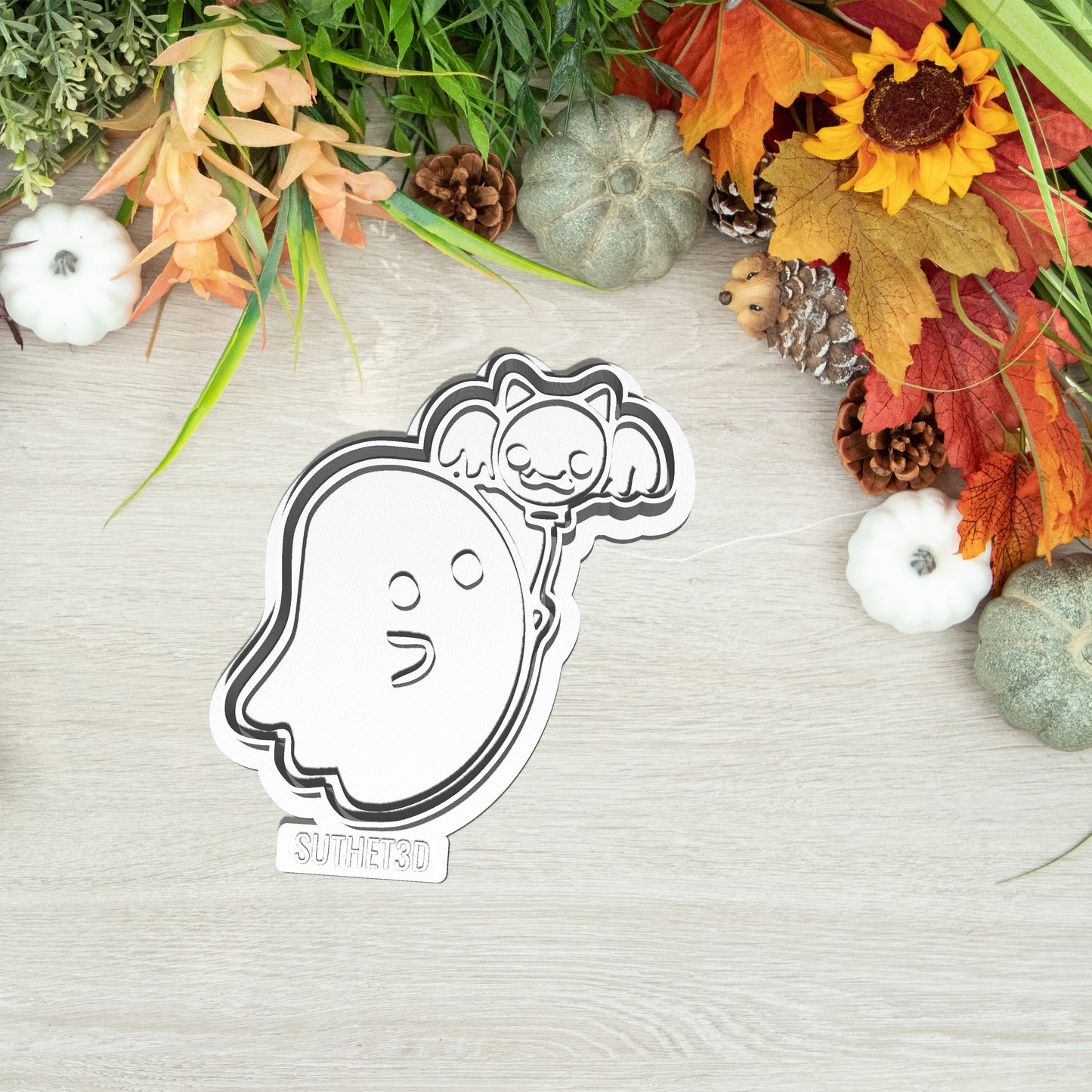 Szellemke Denevér Lufival Sütikiszúró - Halloween