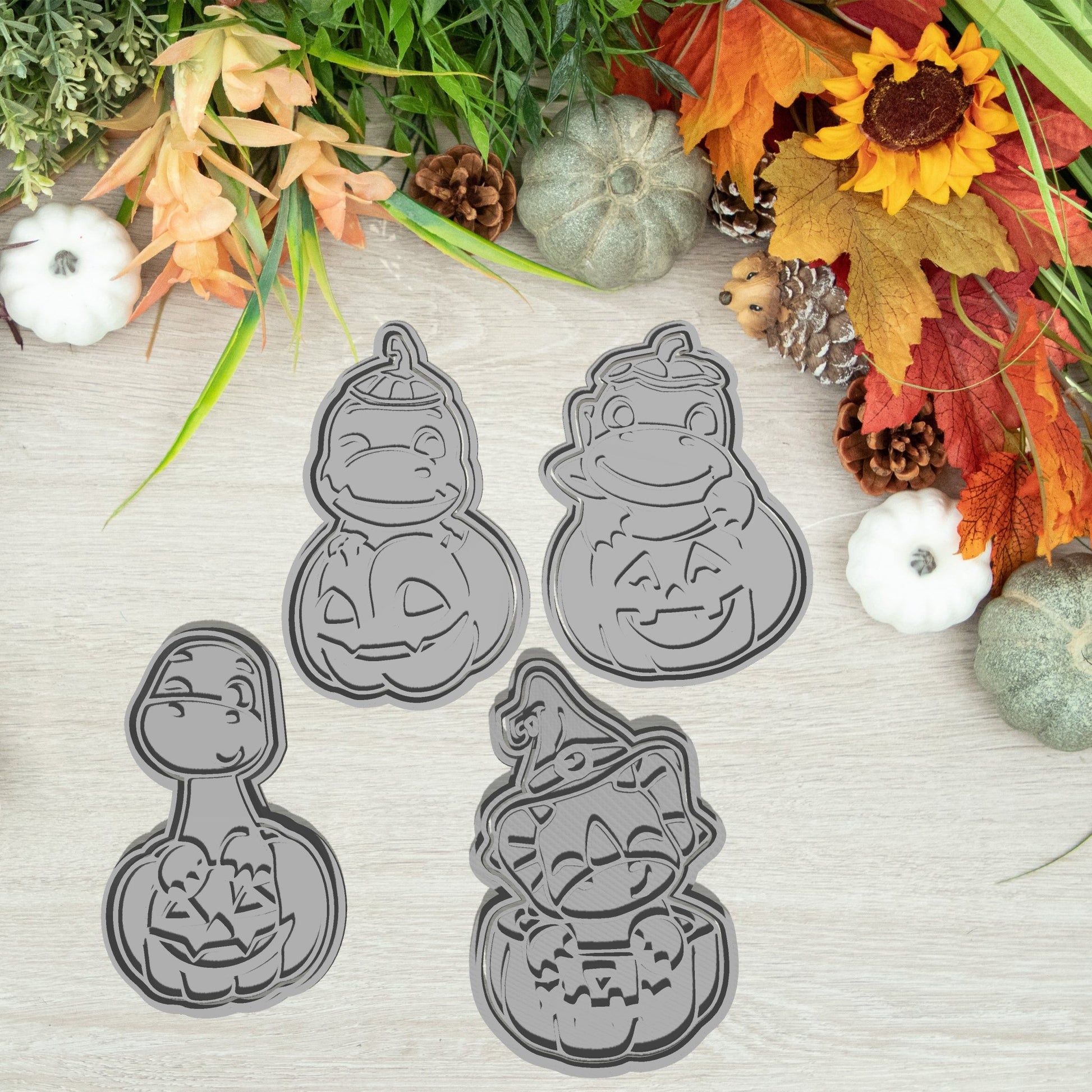 Tökben Ülő Dínók Szett (4 részes) Halloween Sütikiszúró - Süthet3d