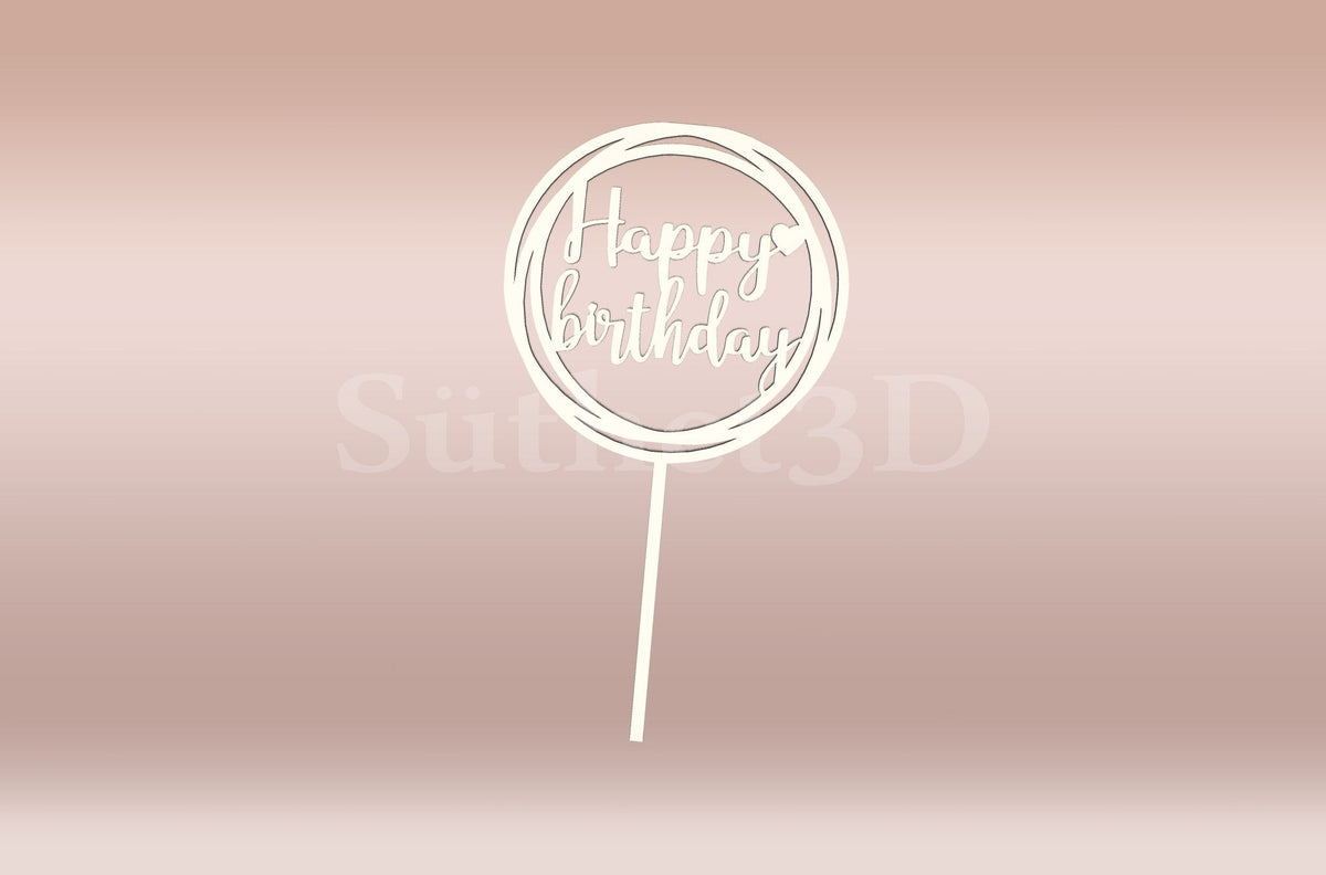Happy Birthday3 Tortabeszúró / Cupcake Díszítő - Süthet3d