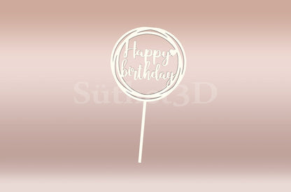 Happy Birthday3 Tortabeszúró / Cupcake Díszítő - Süthet3d