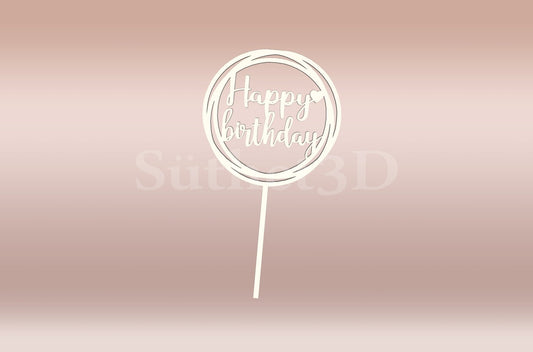 Happy Birthday3 Tortabeszúró / Cupcake Díszítő - Süthet3d