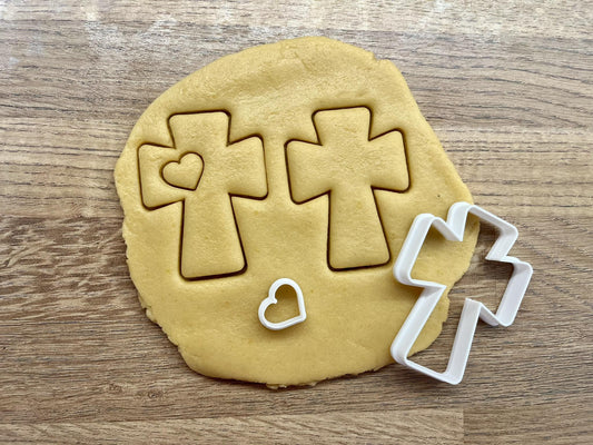 Kereszt Karácsonyi Linzer Kiszúró Szivecske középpel Szett - Süthet3d