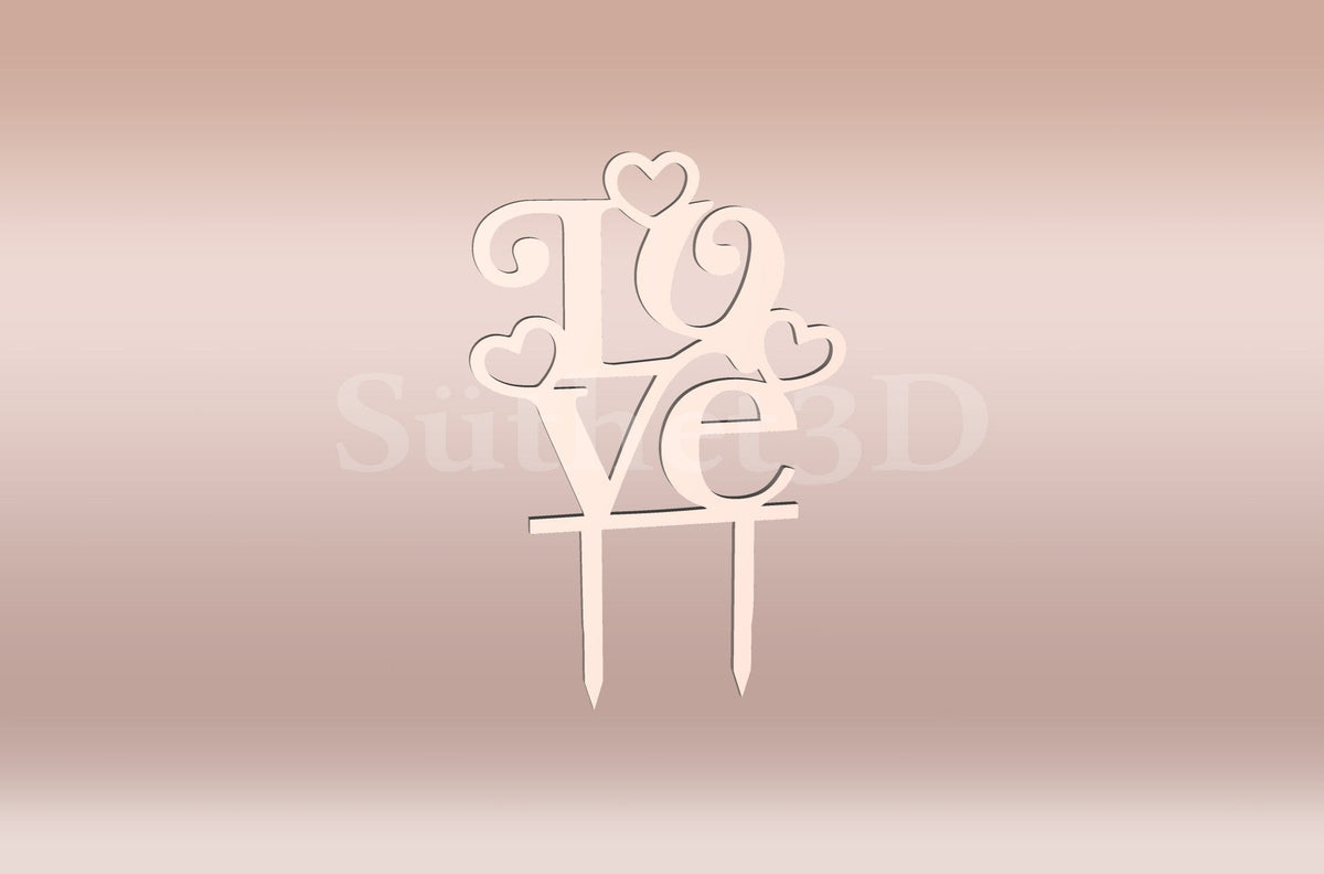 Love felirat #2 Tortabeszúró / Cupcake Díszítő - Süthet3d