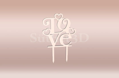 Love felirat #2 Tortabeszúró / Cupcake Díszítő - Süthet3d