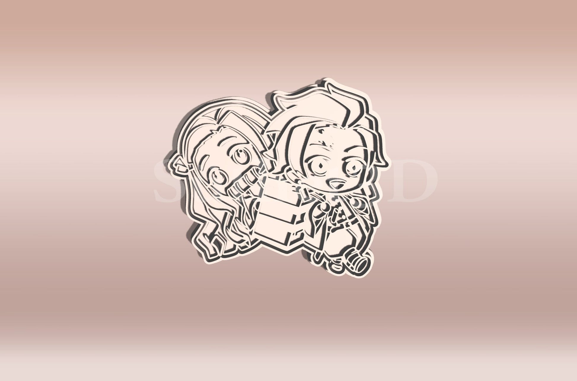 Tanjiro és Nezuko Chibi Demon Slayer Sütikiszúró - Süthet3d